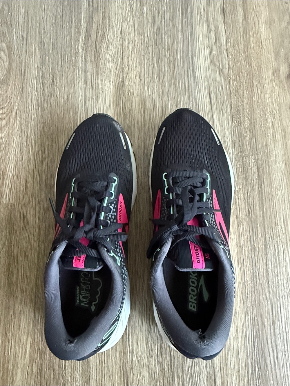 Brooks Ghost 14 Women’s Black and Pink Athletic Running Sneakers w/ Teal Size 9 - Picture 4 of 11